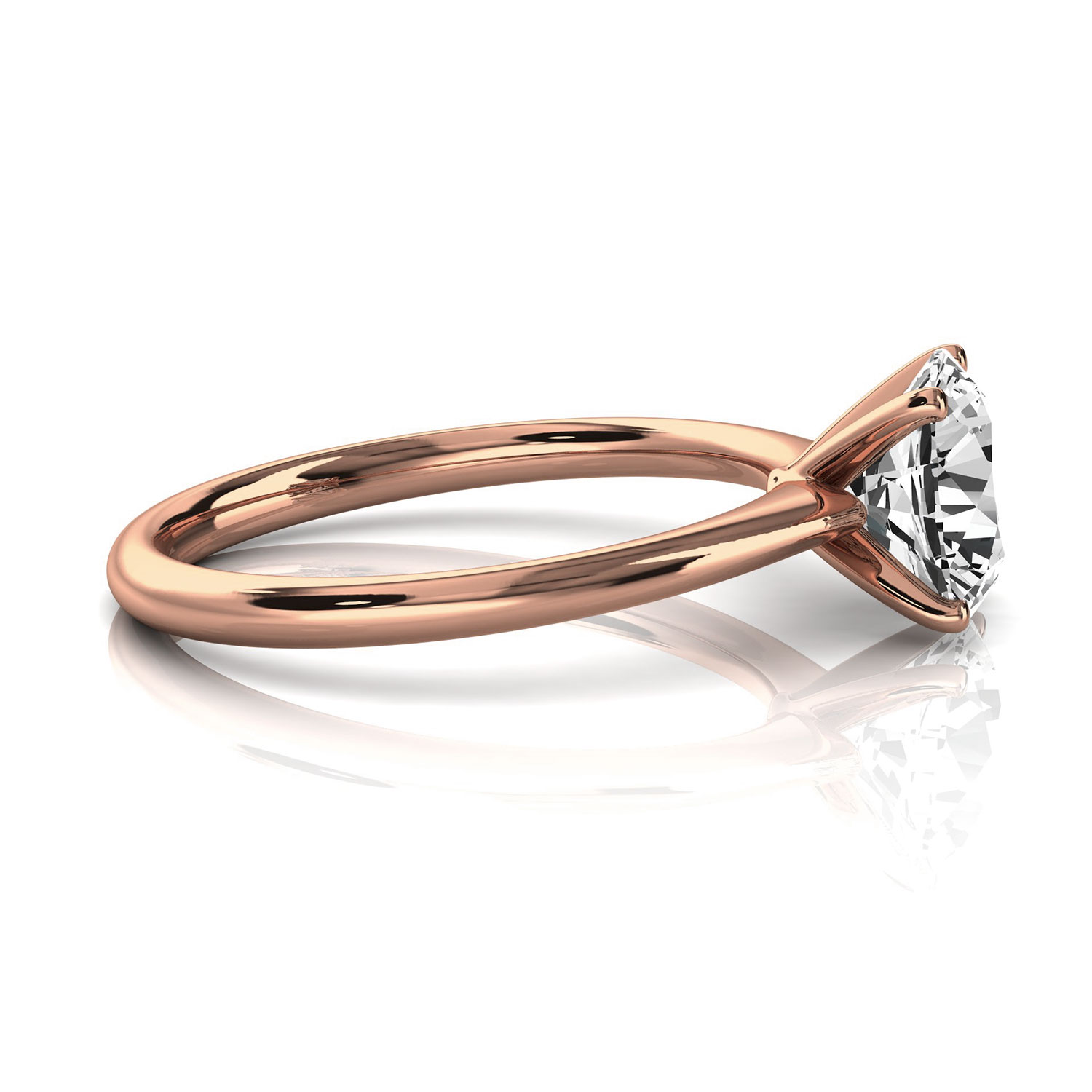 14K Rose Gold Reli 2 MM Solitaire Ring